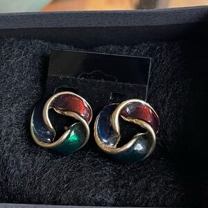 Vintage Gold Tone Multi‎ Color Clip On Earing